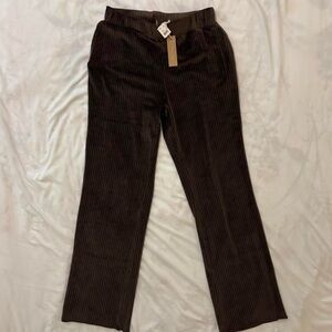 Dark Brown Soft Velvet Ribbed Lounge Pants w/ Pockets New With Tags Hello Nite